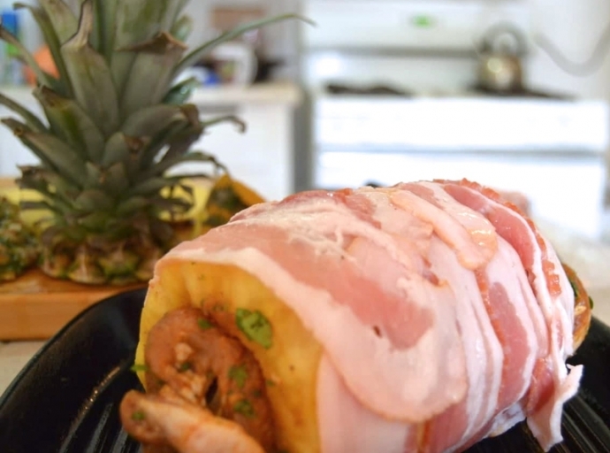 Pineapple Stuffed with BBQ Pork
